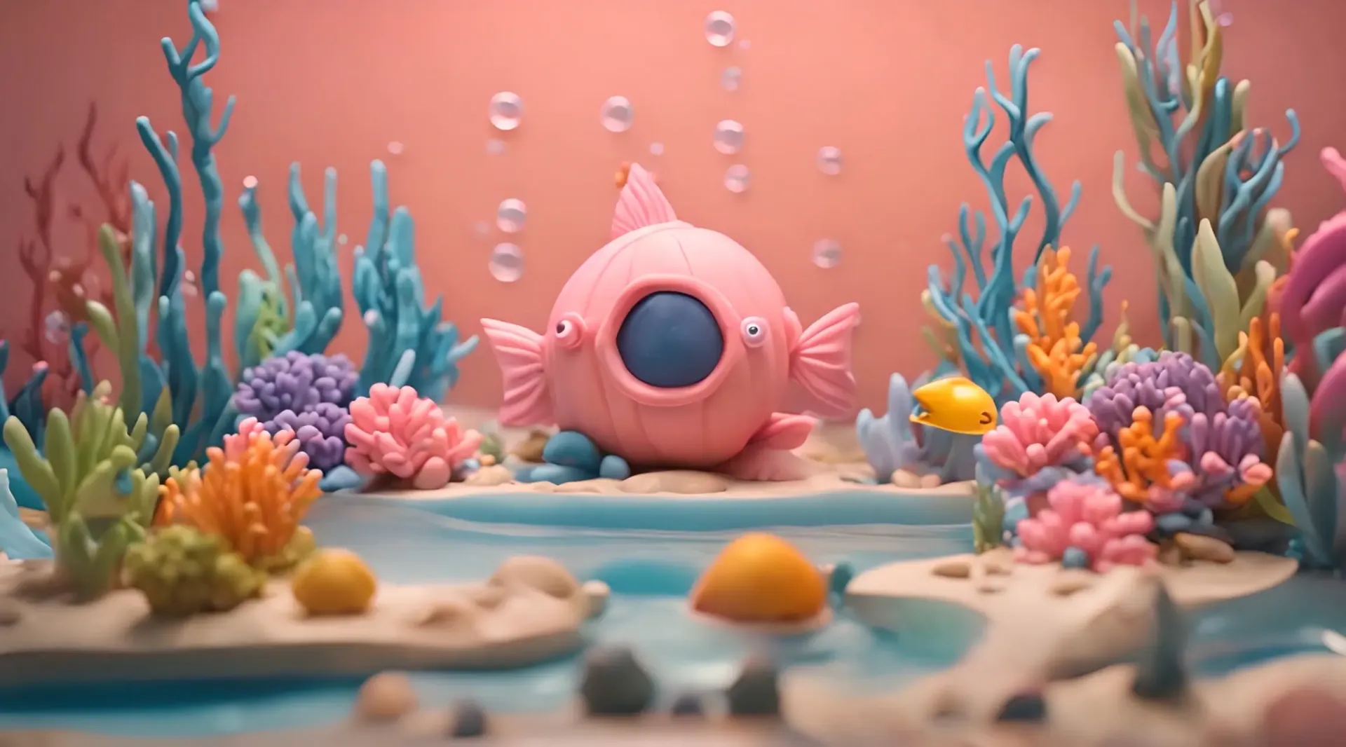 Underwater Fantasy World 3D Cartoon Video Backdrop